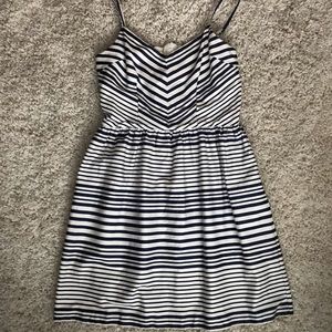 Navy Blue and White Striped Dress